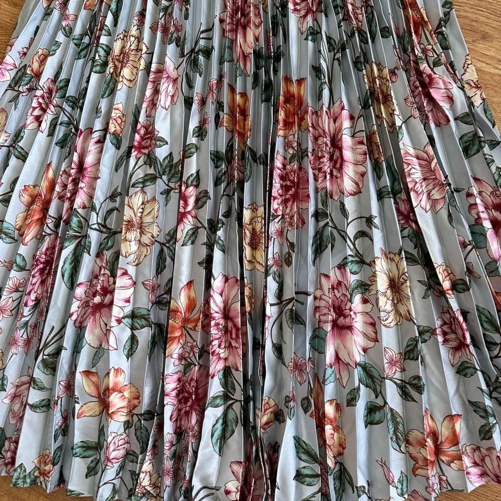 Jessica Simpson Halter Pleated Blue Floral Dress XS - Picture 8 of 14